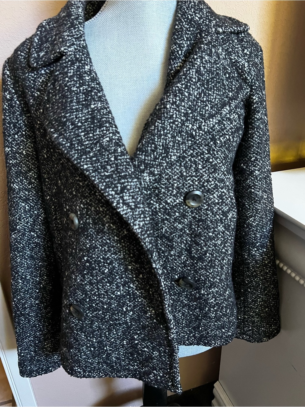Victoria's Secret Black & White Tweed Peacoat